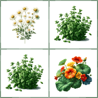 Chamomile with thyme and nasturtium borders